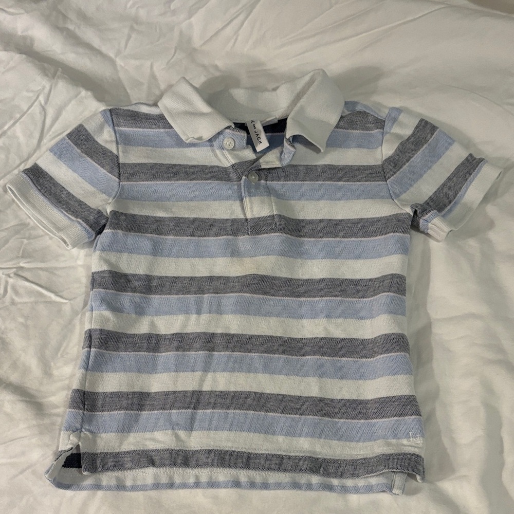 Janie and Jack Blue and Gray Striped Polo